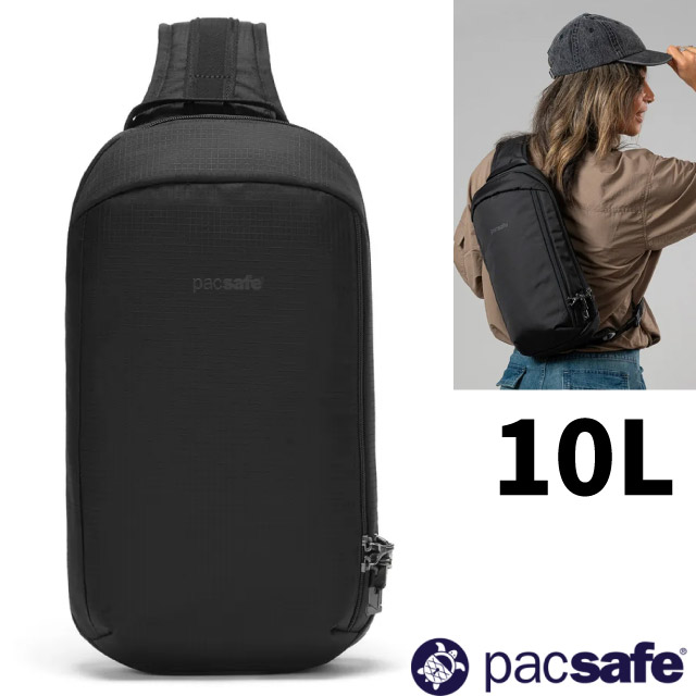 【Pacsafe】V Tech 防盜斜背包 10L.胸背包.RFID防盜護照包/10吋平板防撞隔層/60221130 黑✿30E010
